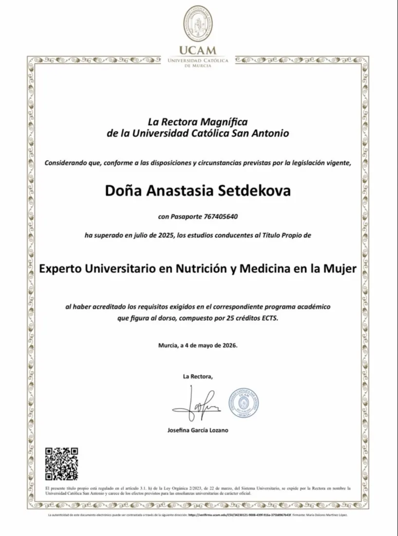 UCAM — nutrición y medicina de la mujer