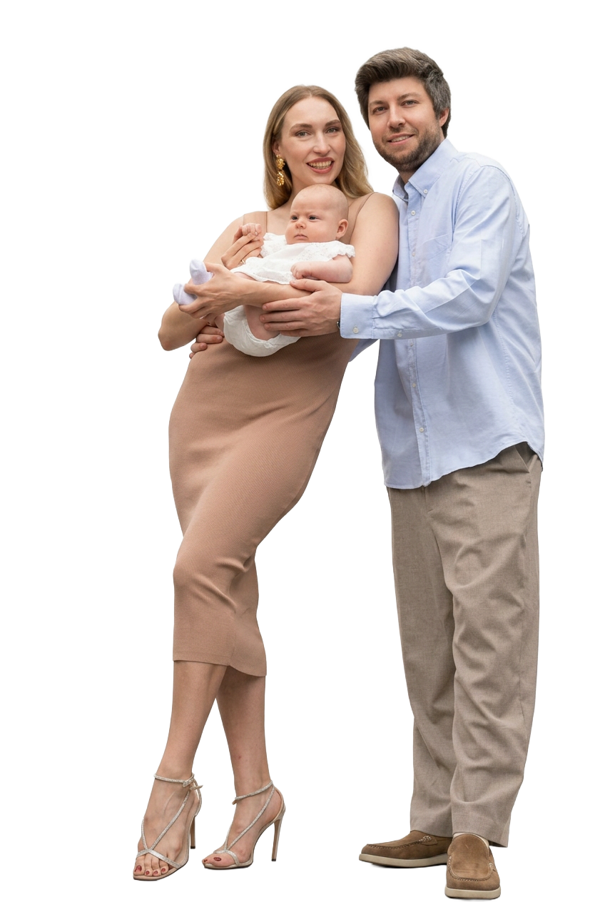 Una mamá recuperada con su familia